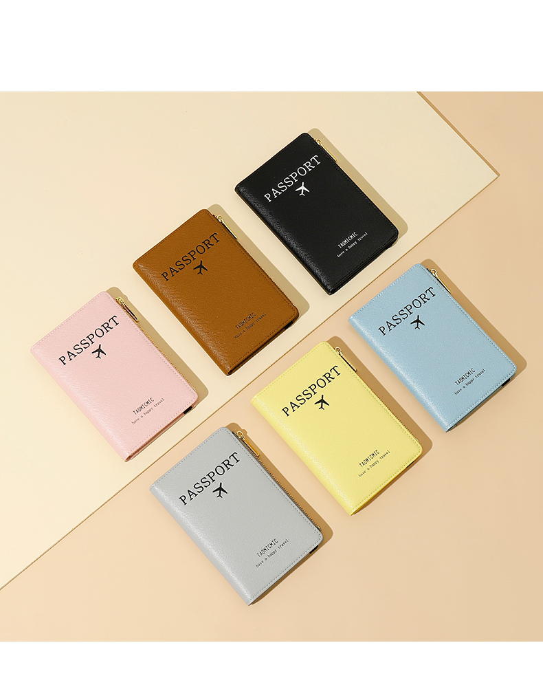Leather RFID Blocking Passport Holder with Zipper