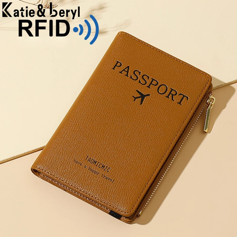 Leather RFID Blocking Passport Holder with Zipper