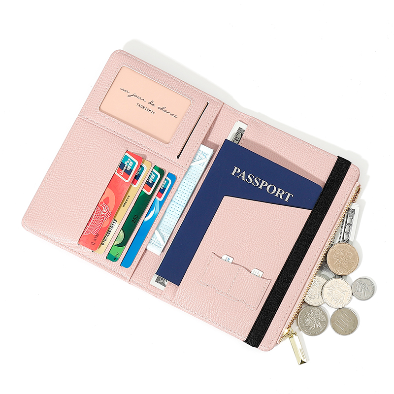 Leather RFID Blocking Passport Holder with Zipper
