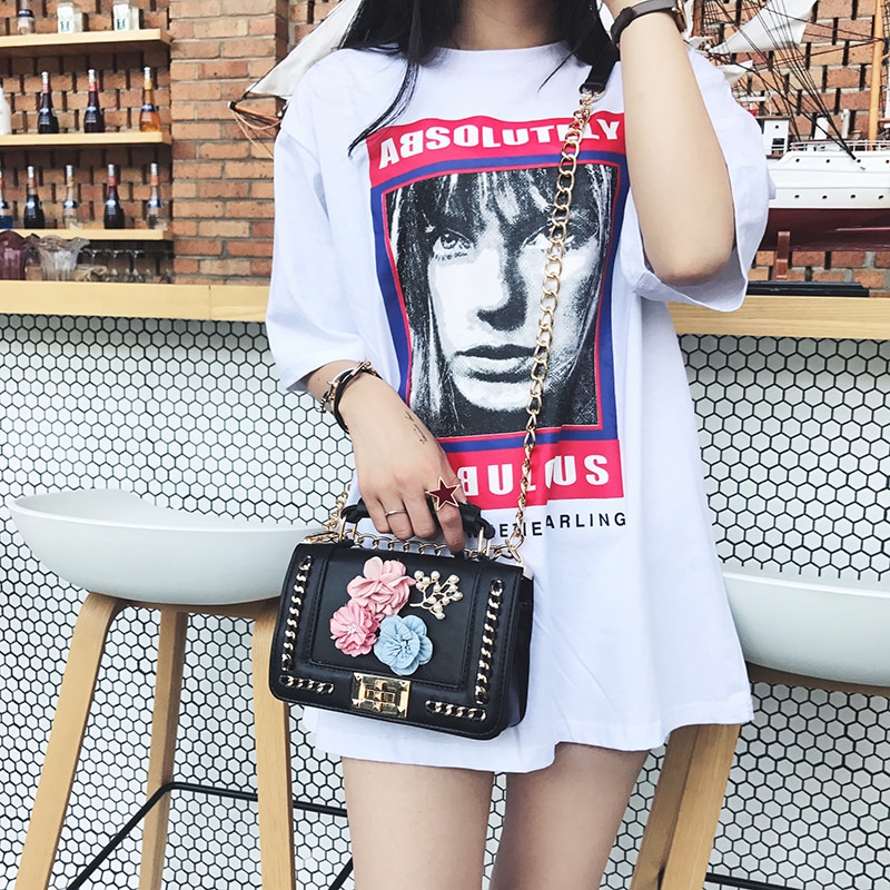 Leather Sling Bag Chain Purse Leather Sling Bag Chain Purse