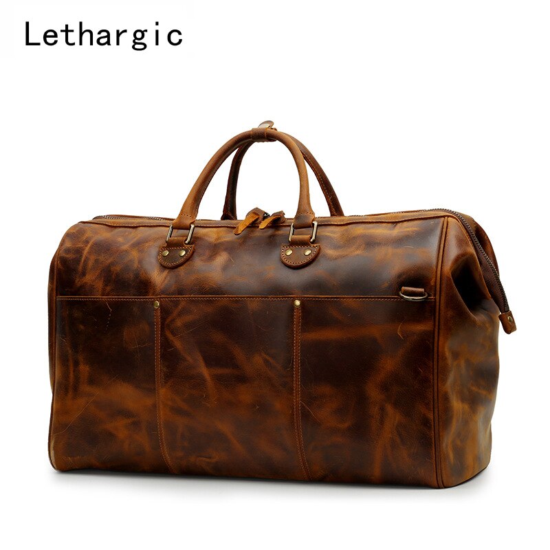 Leather Travel Bag for Men with Double Zipper Leather Travel Bag for Men with Double Zipper