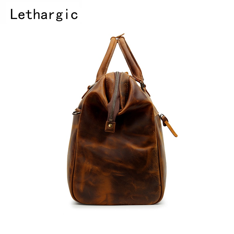 Leather Travel Bag for Men with Double Zipper Leather Travel Bag for Men with Double Zipper