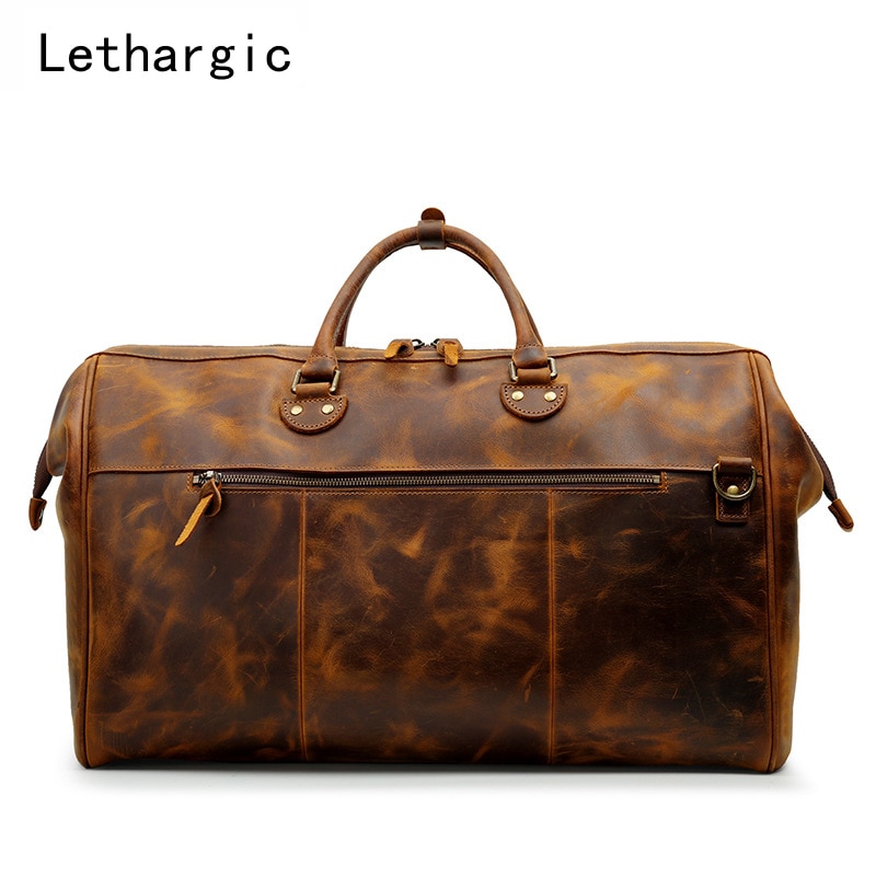 Leather Travel Bag for Men with Double Zipper Leather Travel Bag for Men with Double Zipper