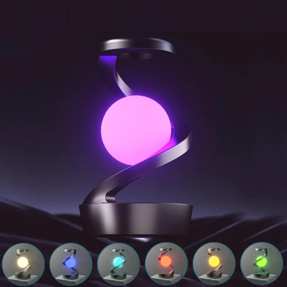 LED 360° Rotating Night Light With Wireless Charger Cordless Desk Lamp Rechargeable LED Levitating Night Light For