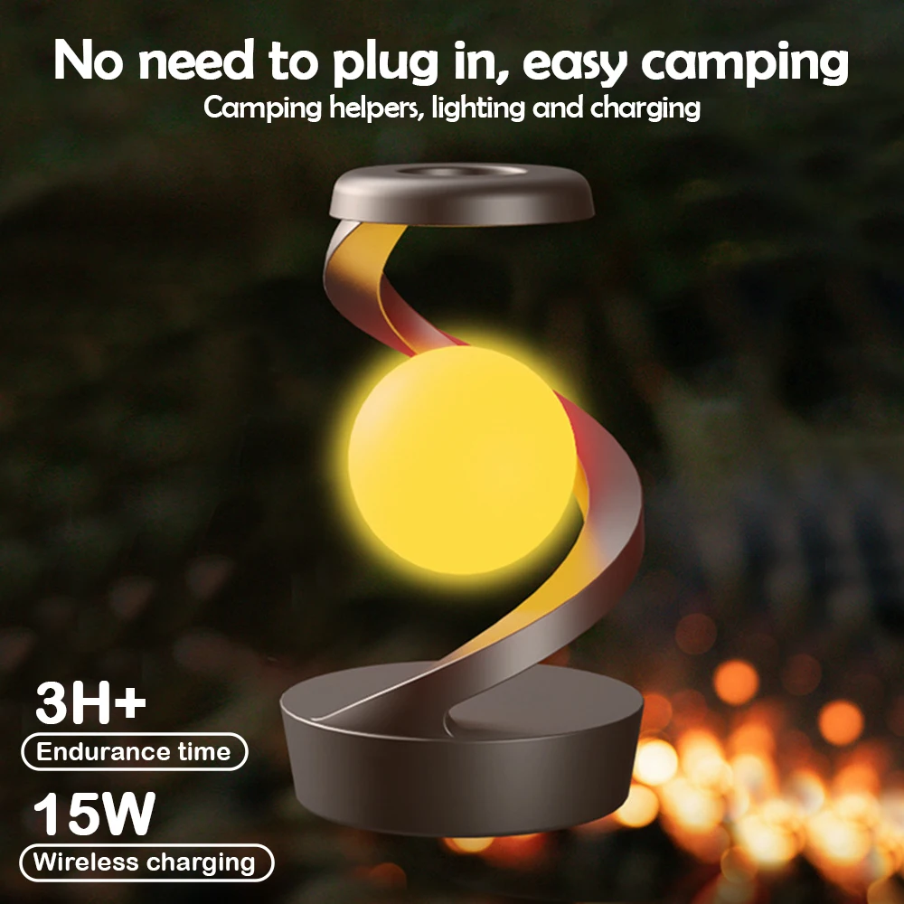 LED 360° Rotating Night Light With Wireless Charger Cordless Desk Lamp Rechargeable LED Levitating Night Light For LED 360° Rotating Night Light With Wireless Charger Cordless Desk Lamp Rechargeable LED Levitating Night Light For