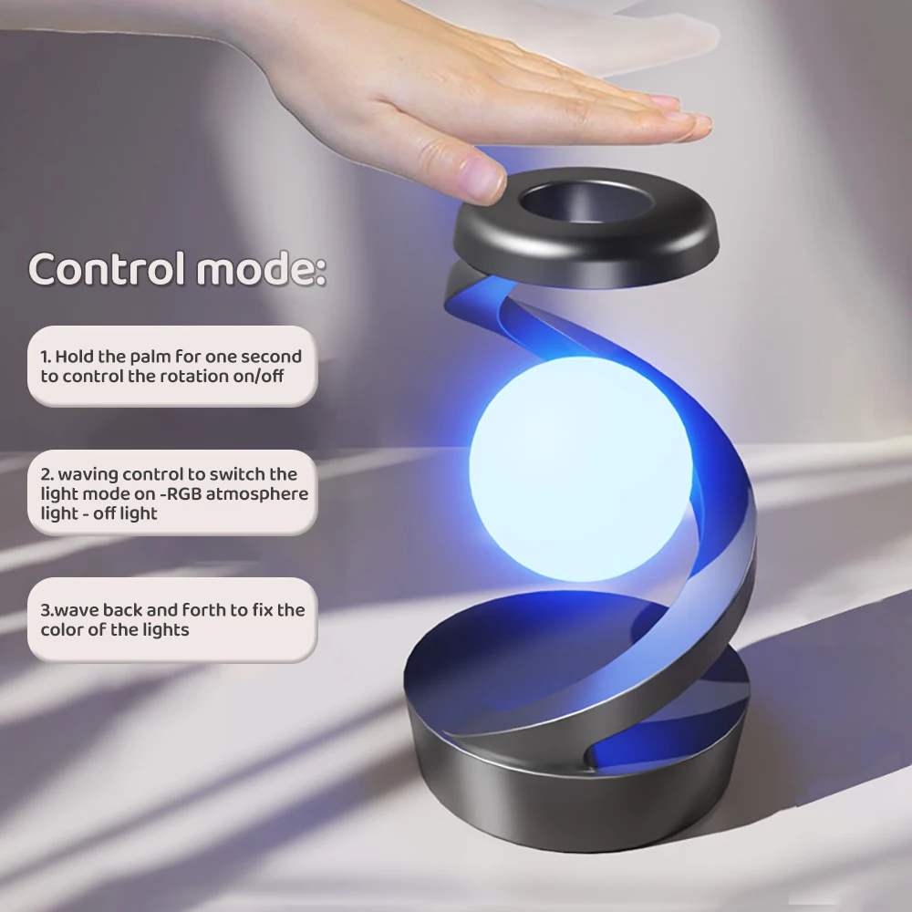 LED 360° Rotating Night Light With Wireless Charger Cordless Desk Lamp Rechargeable LED Levitating Night Light For LED 360° Rotating Night Light With Wireless Charger Cordless Desk Lamp Rechargeable LED Levitating Night Light For