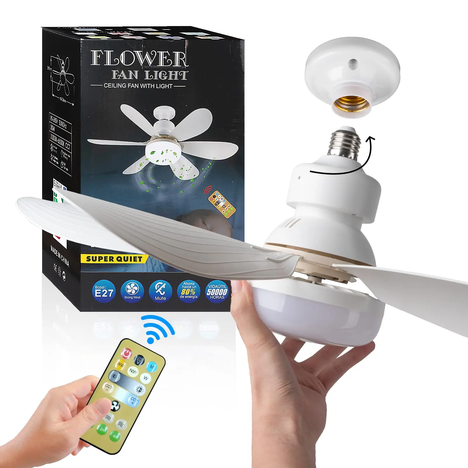 LED 40W Ceiling Fan Light E27 with Remote Control for Dimming LED 40W Ceiling Fan Light E27 with Remote Control for Dimming