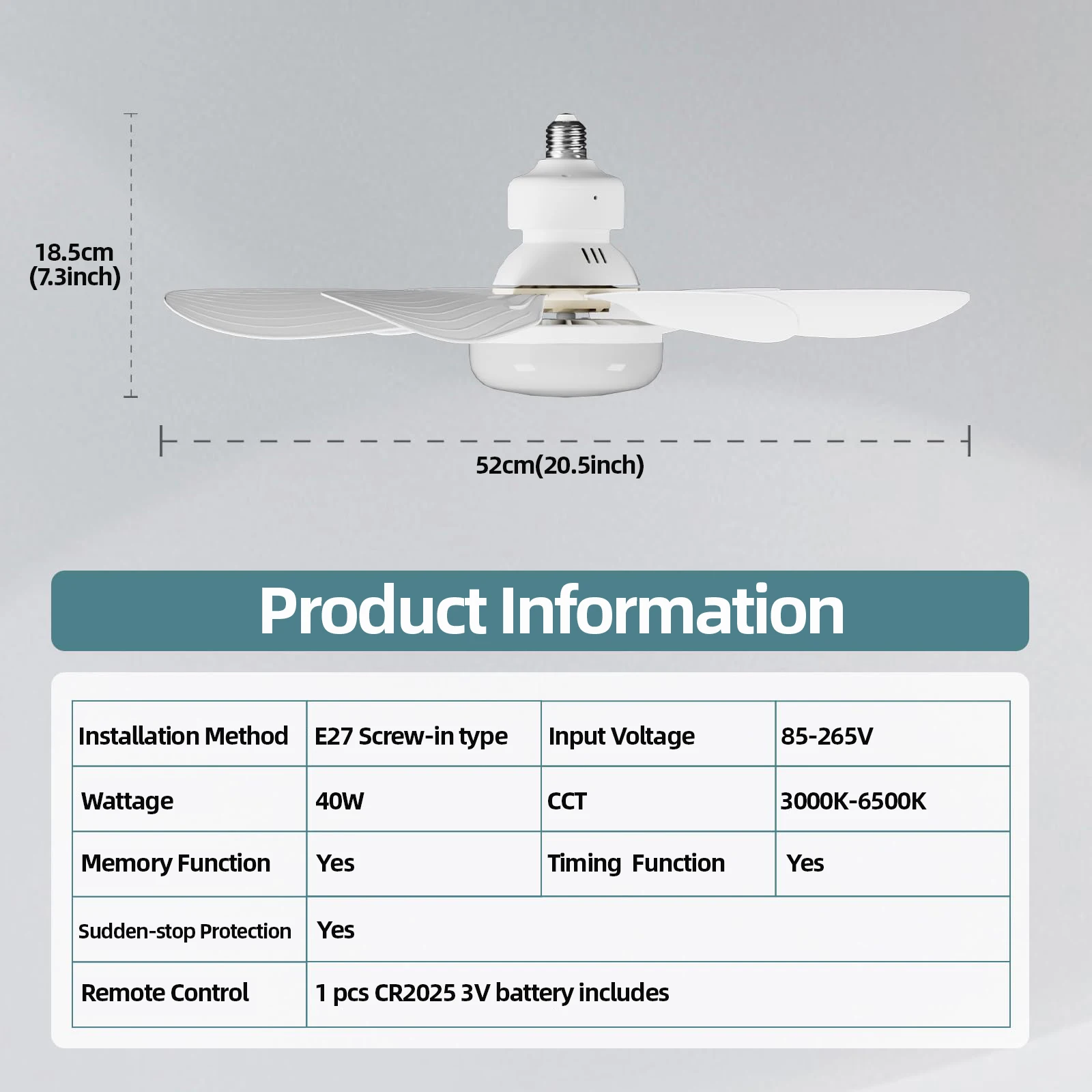 LED 40W Ceiling Fan Light E27 with Remote Control for Dimming LED 40W Ceiling Fan Light E27 with Remote Control for Dimming