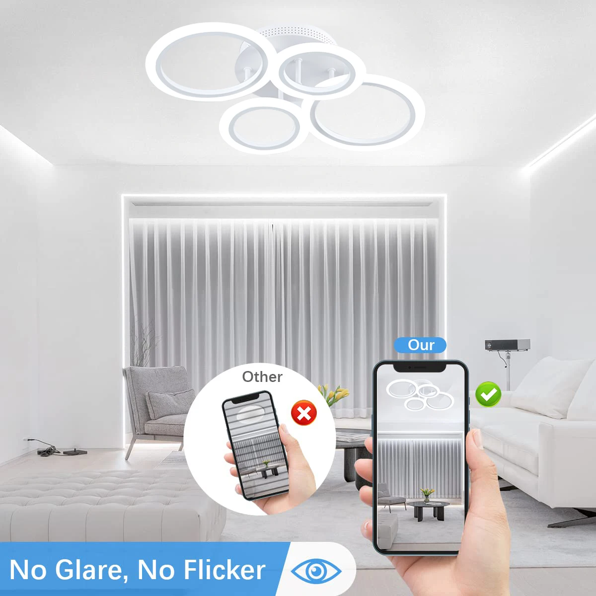 Led Acrylic Ceiling Light Chandelier Ring Pendats Lights Lamp Dimming Remote Control Indoor Lighting Fixture Bedroom