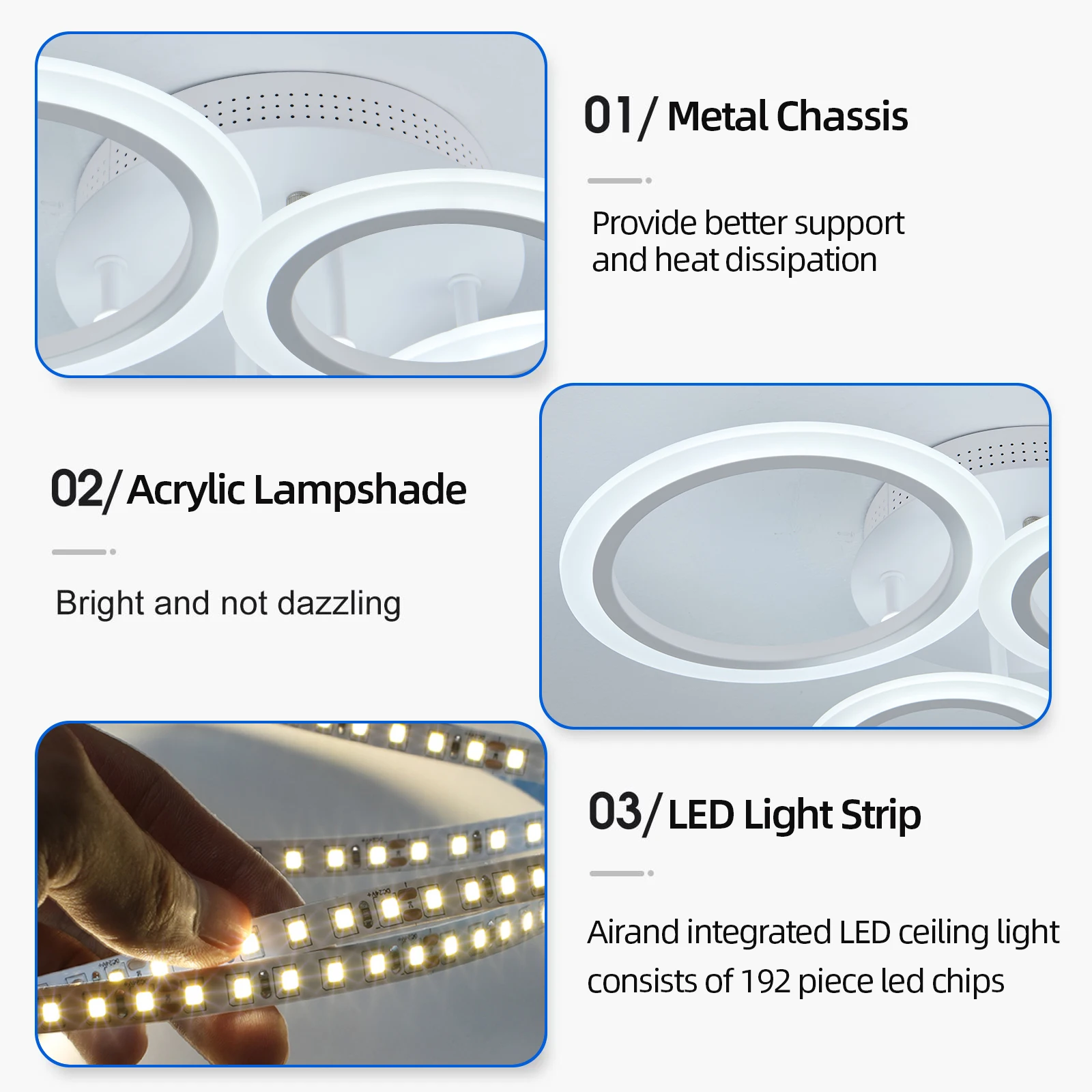 Led Acrylic Ceiling Light Chandelier Ring Pendats Lights Lamp Dimming Remote Control Indoor Lighting Fixture Bedroom