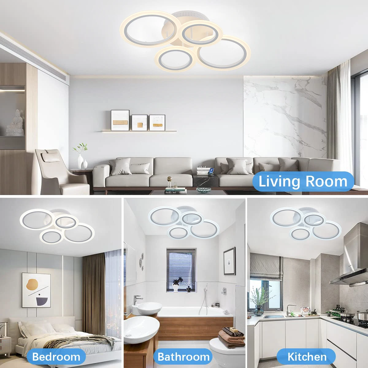 Led Acrylic Ceiling Light Chandelier Ring Pendats Lights Lamp Dimming Remote Control Indoor Lighting Fixture Bedroom