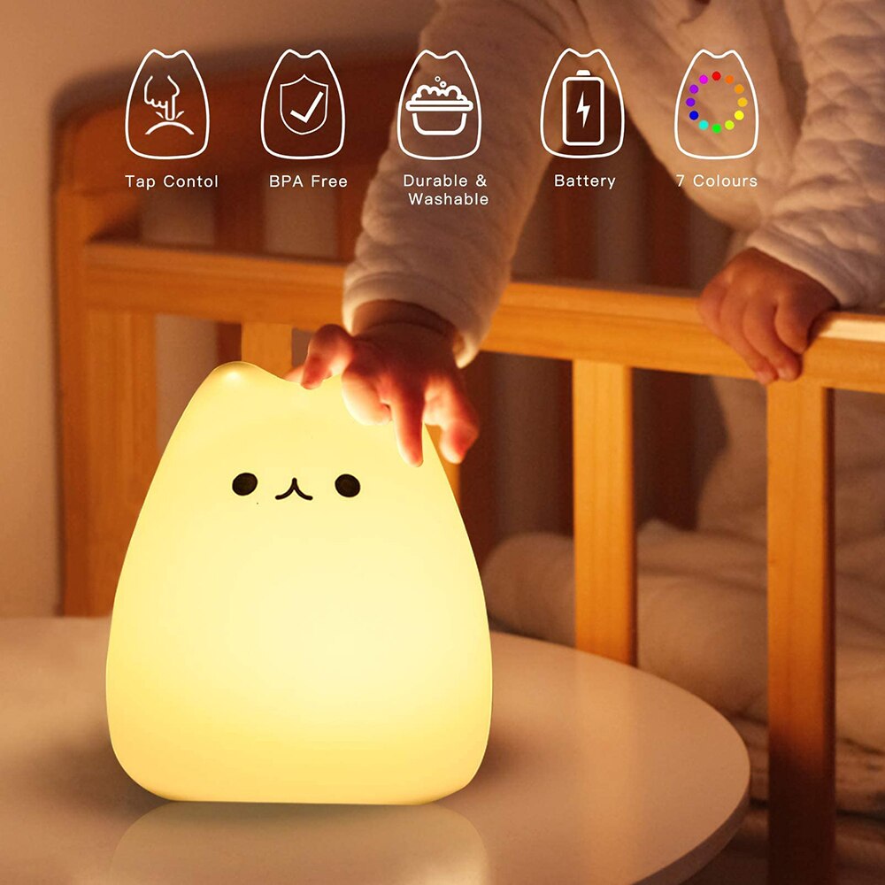 LED Bedside Silicone Cat Lamp
