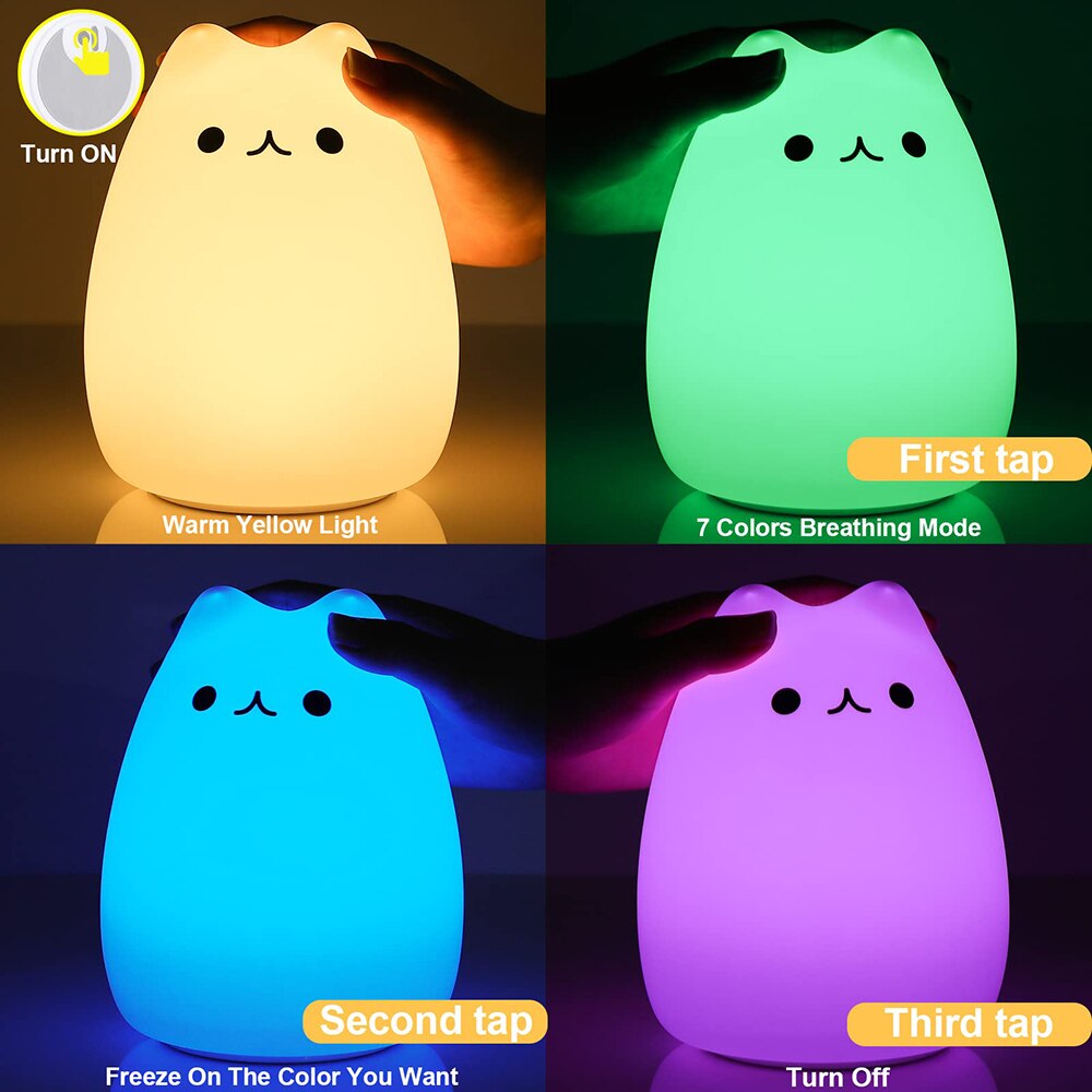 LED Bedside Silicone Cat Lamp