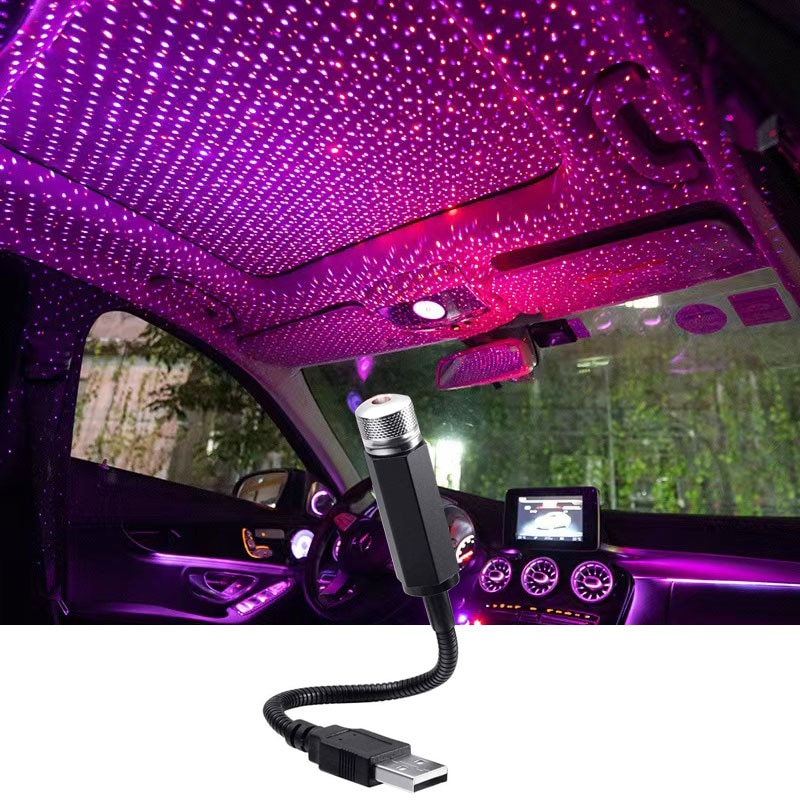LED Car Roof Star Night Light Projector Atmosphere Galaxy Lamp USB Decorative Adjustable for Auto Roof Room Ceiling
