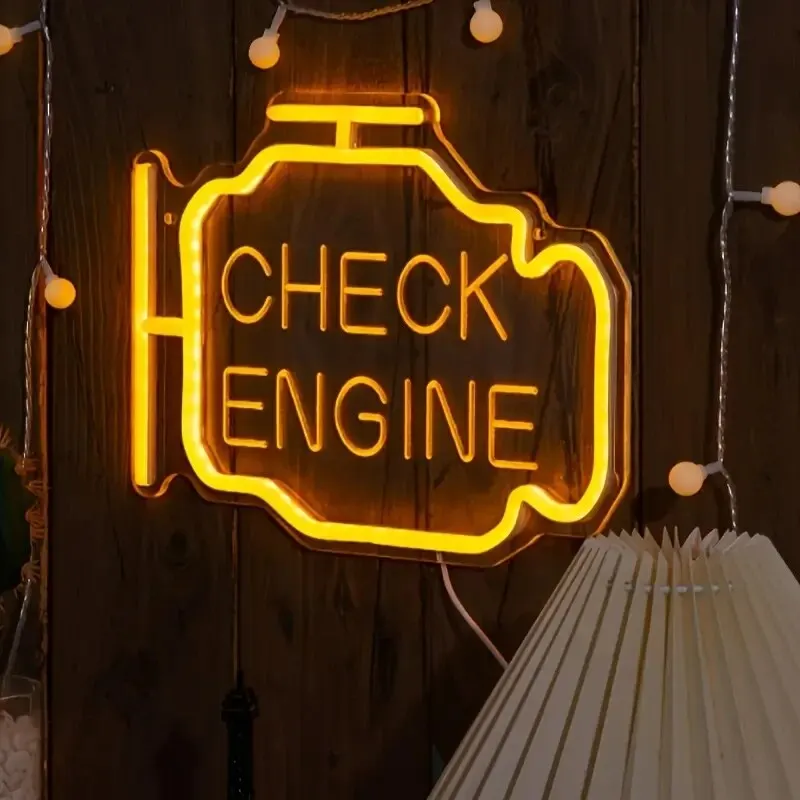 LED “Check Engine” Neon Sign – Stylish Wall Decor for Car Lovers and Workshops