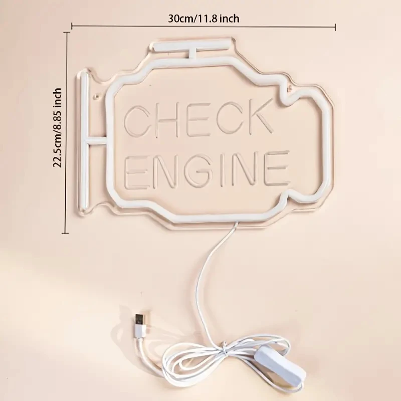 LED “Check Engine” Neon Sign – Stylish Wall Decor for Car Lovers and Workshops
