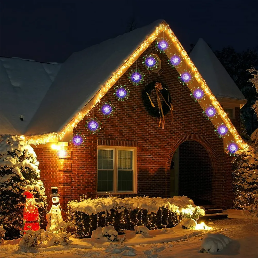 LED Copper Wire Firework Lights 8 Modes Fairy Starburst Light with Remote Outdoor Decorations for Home, Party, Cafe
