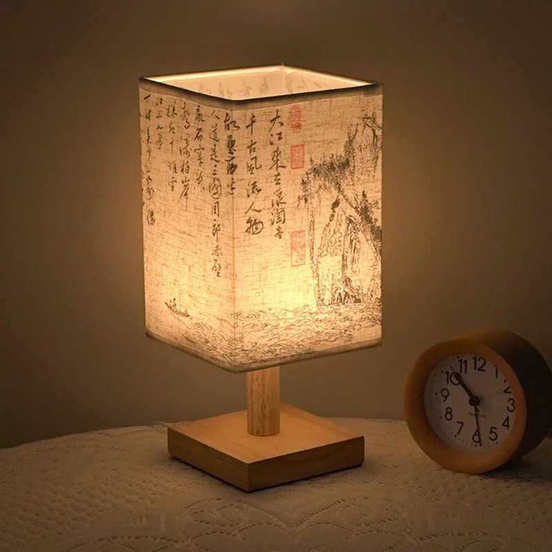 LED Decoration Table Lamps Simple Chinese Style Dimmable Plug Night Light Fabric Lampshade Square Bedroom Bedside Desk LED Decoration Table Lamps Simple Chinese Style Dimmable Plug Night Light Fabric Lampshade Square Bedroom Bedside Desk