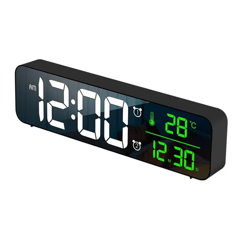 LED Digital Alarm Clock Temperature Date Display Snooze USB Desktop Strip Mirror LED Clocks for Living Room Decoration LED Digital Alarm Clock Temperature Date Display Snooze USB Desktop Strip Mirror LED Clocks for Living Room Decoration