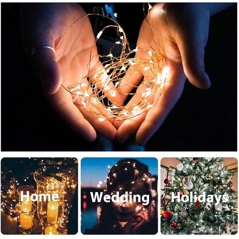 LED Fairy Lights Battery Operated Copper Wire Garland String Lights Outdoor Garden Party Wedding Lights Christmas Decor