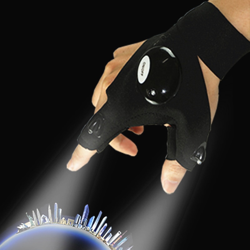 LED Flashlight Glove Open Tip Glove