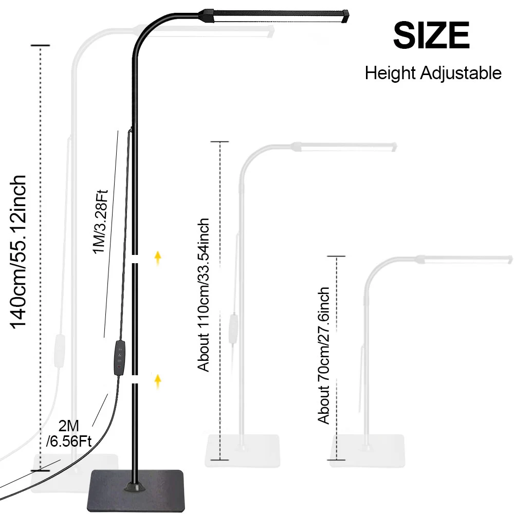 LED Floor Lamp For Living Room Adjustable Gooseneck Stand Light Dimmable Indoor Bedroom Standing Reading Light Office