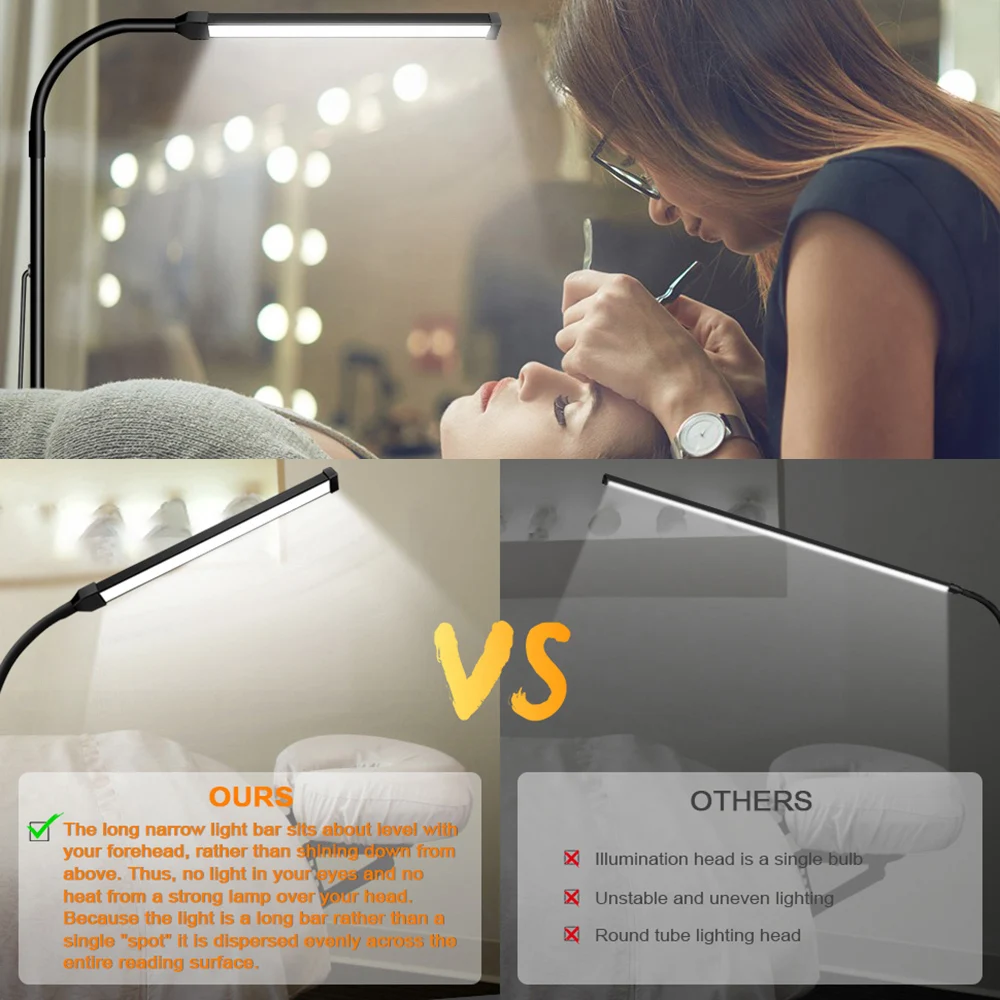 LED Floor Lamp For Living Room Adjustable Gooseneck Stand Light Dimmable Indoor Bedroom Standing Reading Light Office
