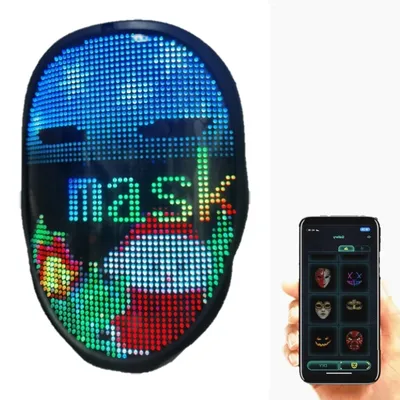 LED Halloween Costume Bluetooth Mask