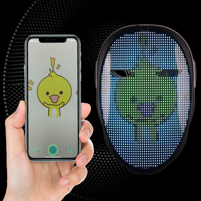 LED Halloween Costume Bluetooth Mask