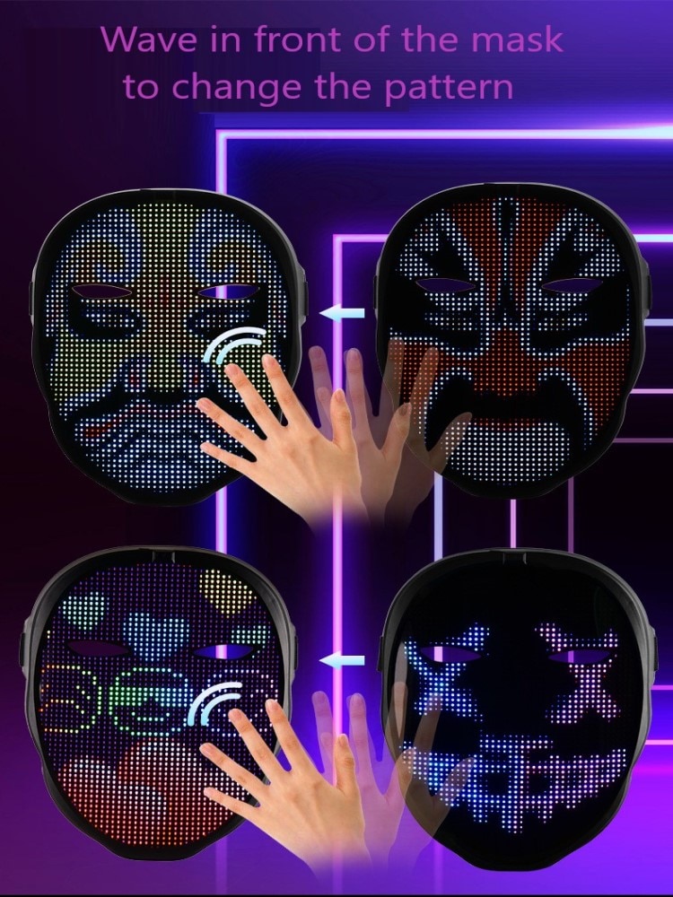 LED Halloween Costume Bluetooth Mask