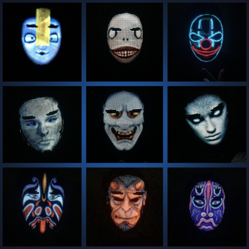 LED Halloween Costume Bluetooth Mask