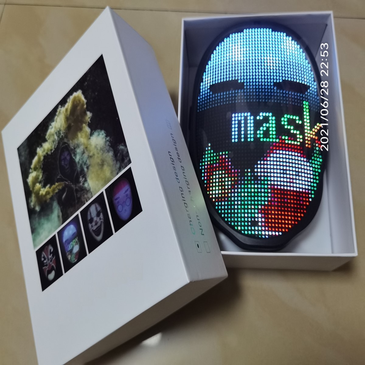 LED Halloween Costume Bluetooth Mask