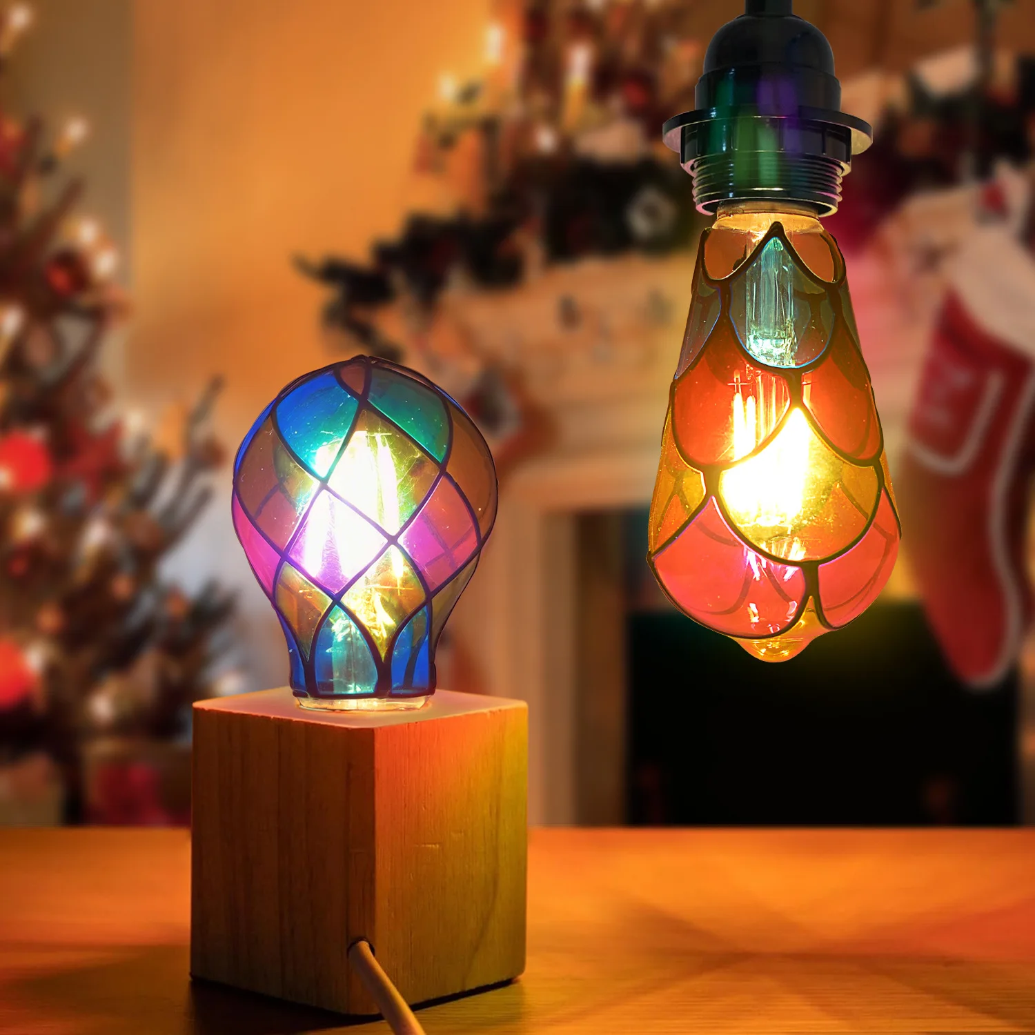LED Hand Painted DIY Color Decorative Light Bulb 4W ST64 G80 G125 220V Christmas Ambient Light ST64 G80 G95 G125 Light