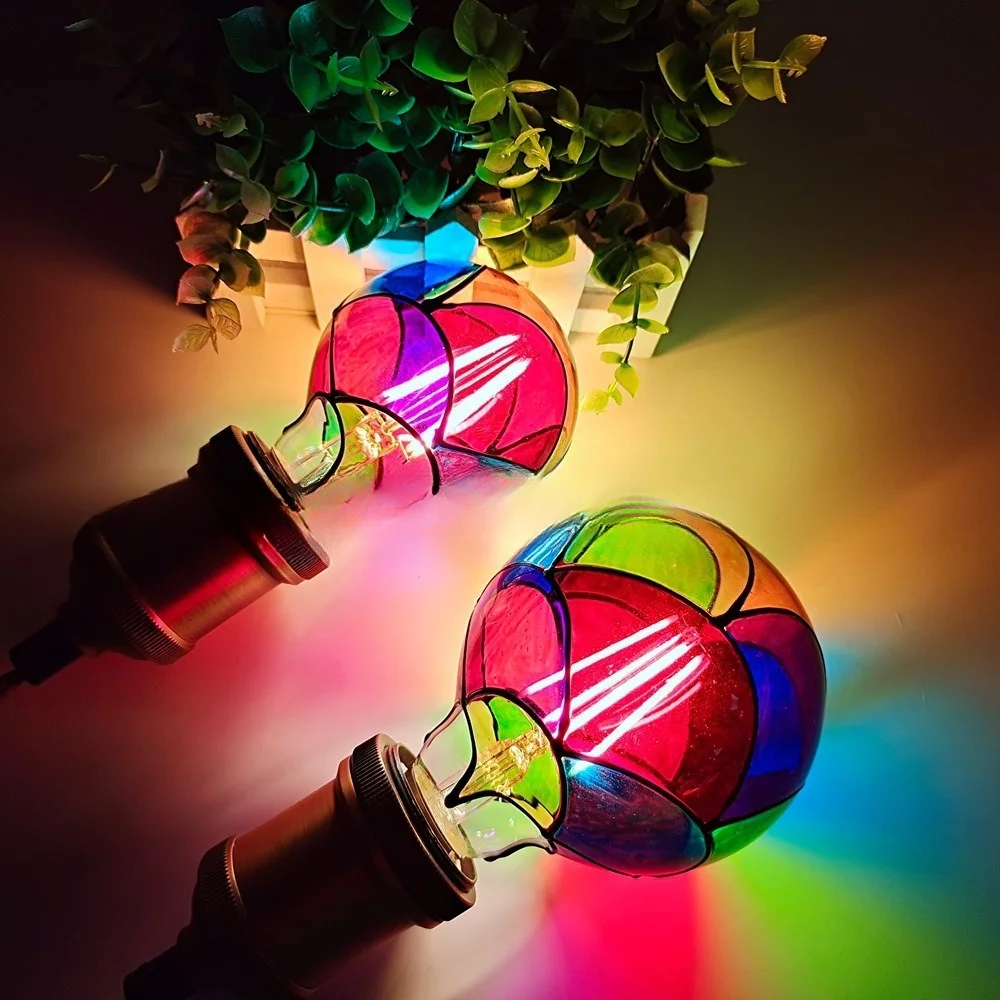 LED Hand Painted DIY Color Decorative Light Bulb 4W ST64 G80 G125 220V Christmas Ambient Light ST64 G80 G95 G125 Light