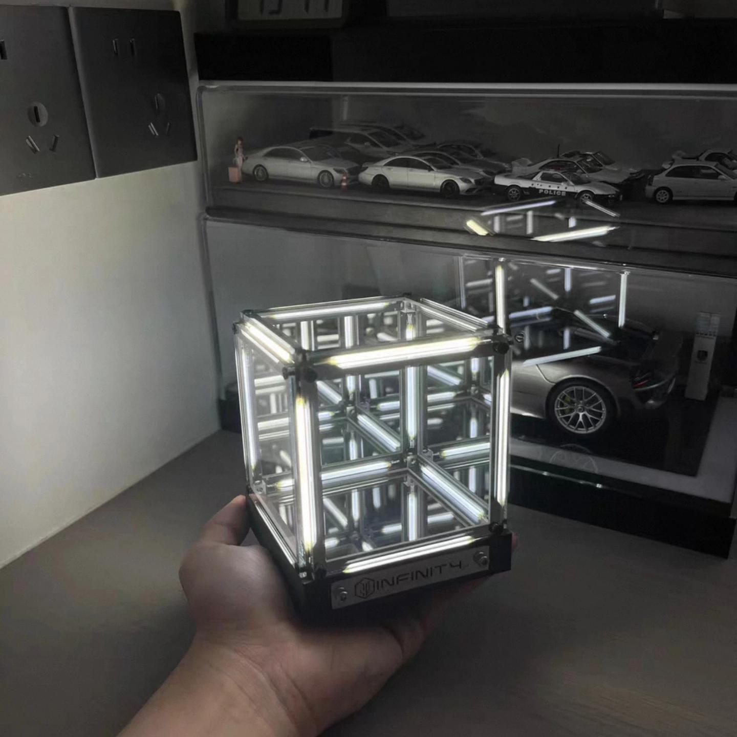 LED Infinity Cube Mirror Lamp Tech Illusion Light Handmade Desktop Decoration for Gaming Setup Esports Room Modern