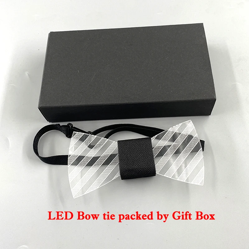 LED Light Bow Tie for Men luminous Acrylic Bow Tie Light up LED Bow Tie Costume DJ Dance Glow Decoration Novelty Party
