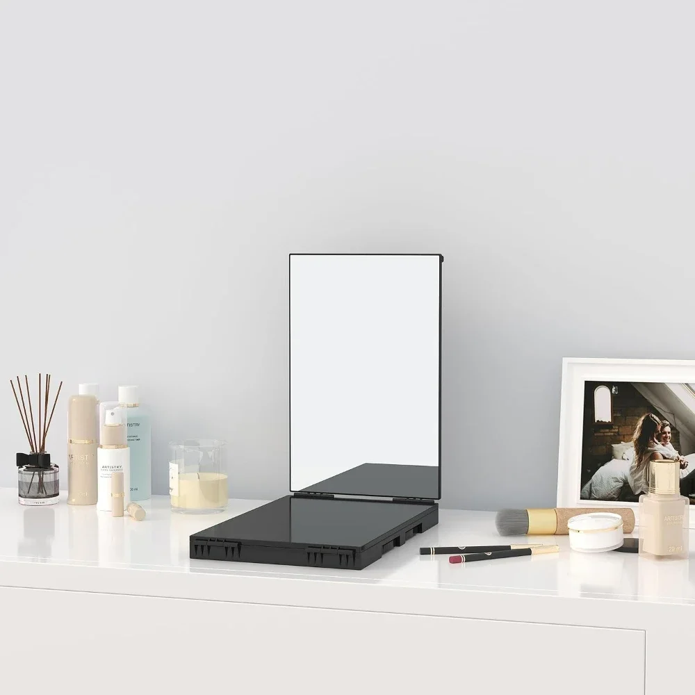 LED Lights 3 Way Mirror for Self Hair Cutting Rechargeable 360° Mirror with Self Haircut Mirror with Height Adjustable