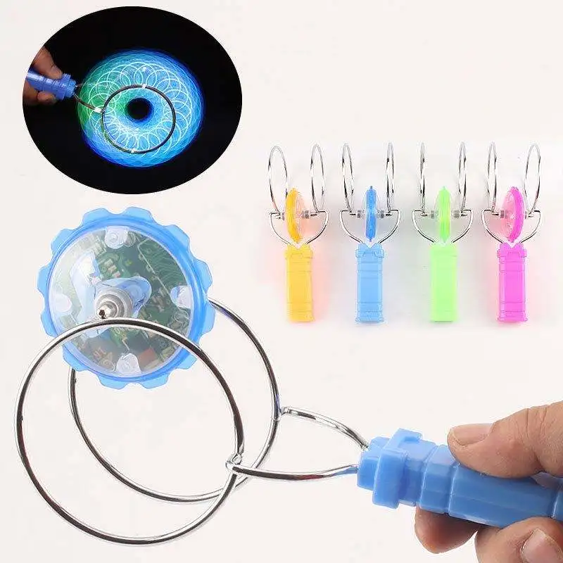 Led Magic Magnetic Orbit Spinning Top Toy Creative Hand Cranked Color Luminous Colorful Gyroscope Rotating Handle Child