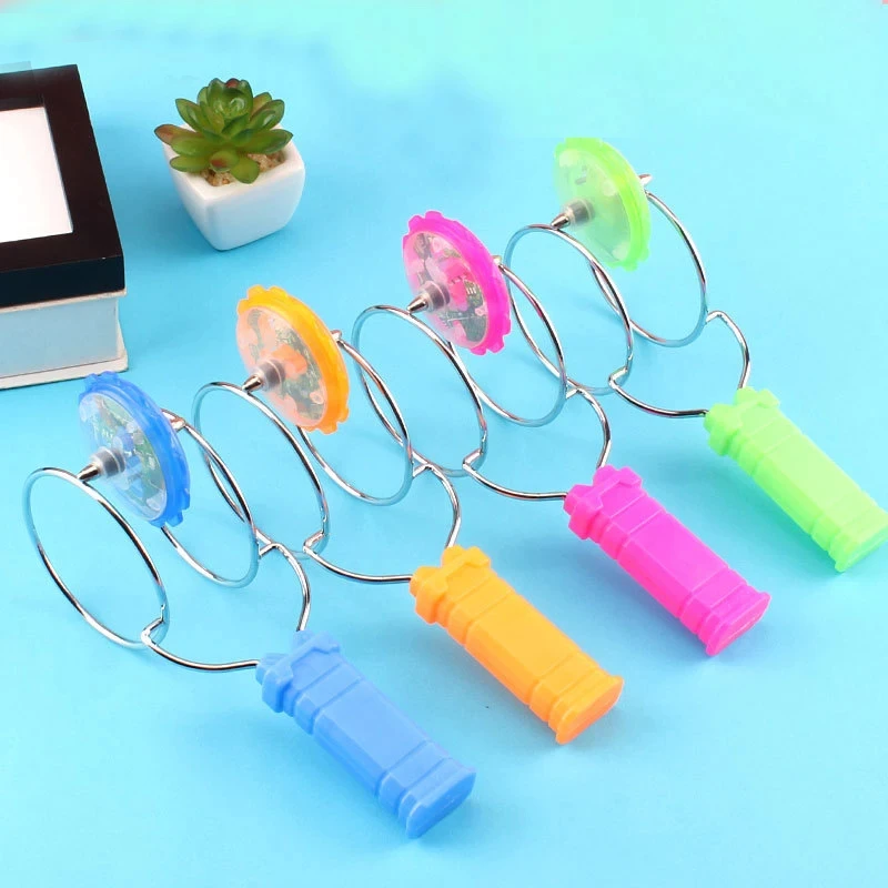 Led Magic Magnetic Orbit Spinning Top Toy Creative Hand Cranked Color Luminous Colorful Gyroscope Rotating Handle Child
