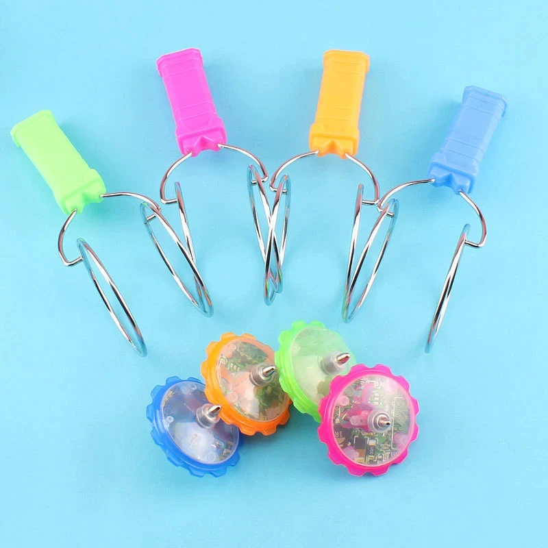 Led Magic Magnetic Orbit Spinning Top Toy Creative Hand Cranked Color Luminous Colorful Gyroscope Rotating Handle Child