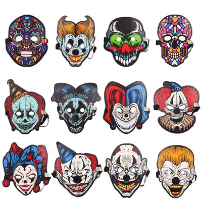 LED Mask Sound Reactive Clown Halloween Costume