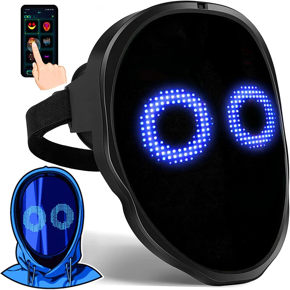 Led Mask with Bluetooth App Control Programmable Face Transforming Light up Halloween Led Mask Led Mask with Bluetooth App Control Programmable Face Transforming Light up Halloween Led Mask