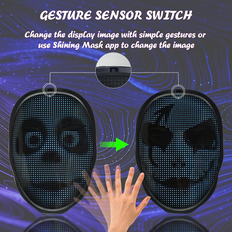 Led Mask with Bluetooth App Control Programmable Face Transforming Light up Halloween Led Mask Led Mask with Bluetooth App Control Programmable Face Transforming Light up Halloween Led Mask
