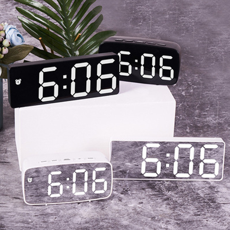 LED Mirror Table Clock Digital Alarm Snooze Display Time Desktop Electronic Table clocks Desktop clock