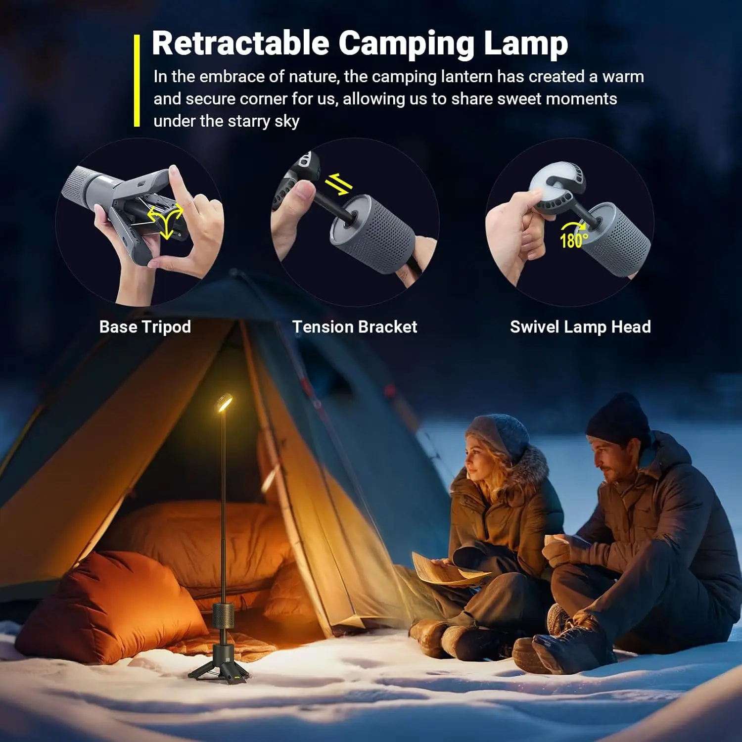 LED Outdoor Camping Lantern UBS Rechargeable Adjustable Color Temperature Outdoor Portable Lantern IP65 Waterproof