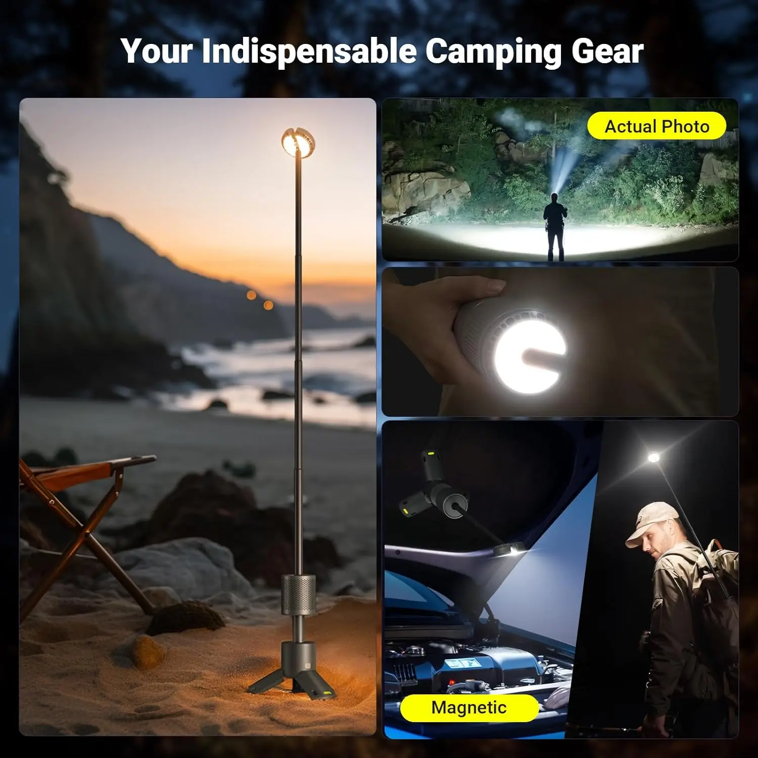 LED Outdoor Camping Lantern UBS Rechargeable Adjustable Color Temperature Outdoor Portable Lantern IP65 Waterproof