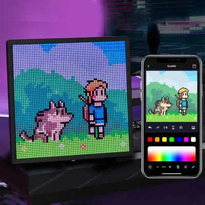LED Pixel Display 64×64 RGB LED Matrix Panel Programmable Pixel Art Display with Bluetooth APP Control Creative Pixel
