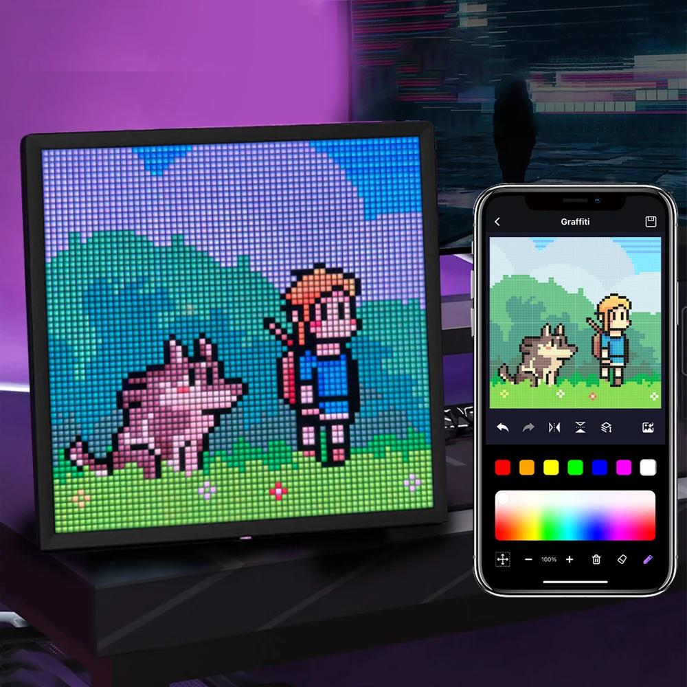 LED Pixel Display 64×64 RGB LED Matrix Panel Programmable Pixel Art Display with Bluetooth APP Control Creative Pixel