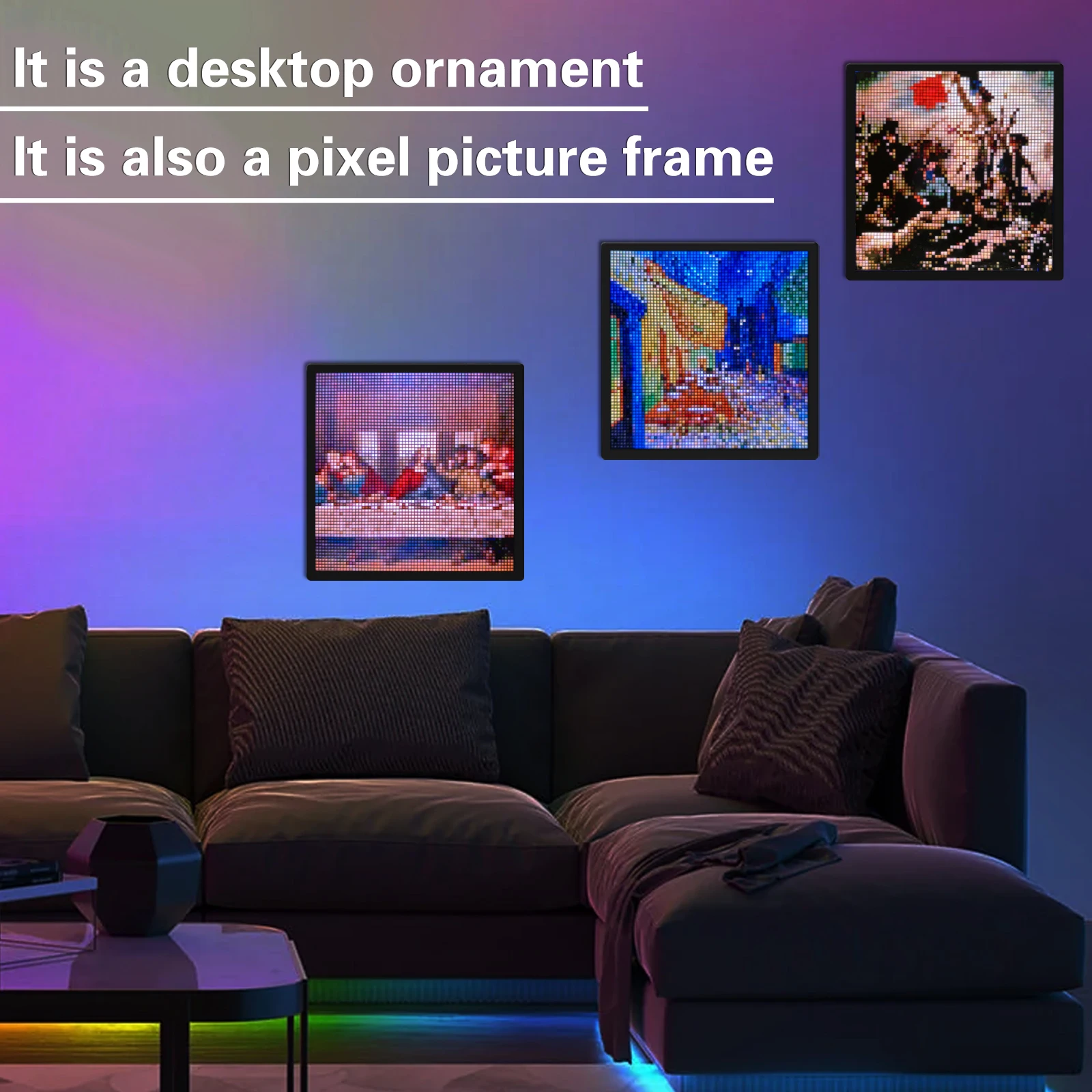 LED Pixel Display 64×64 RGB LED Matrix Panel Programmable Pixel Art Display with Bluetooth APP Control Creative Pixel