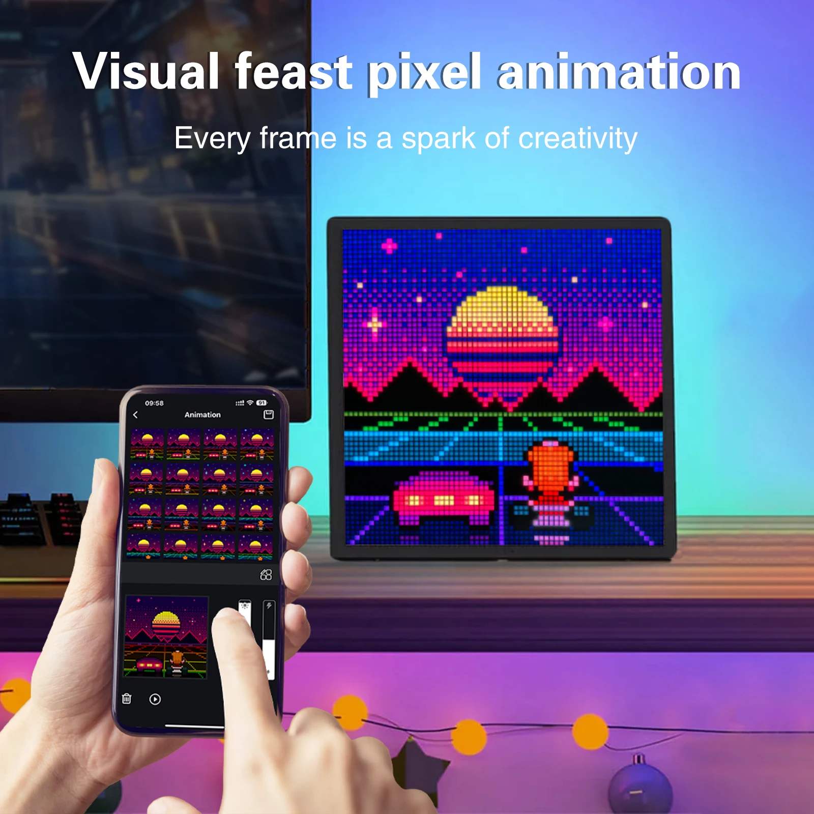 LED Pixel Display 64×64 RGB LED Matrix Panel Programmable Pixel Art Display with Bluetooth APP Control Creative Pixel